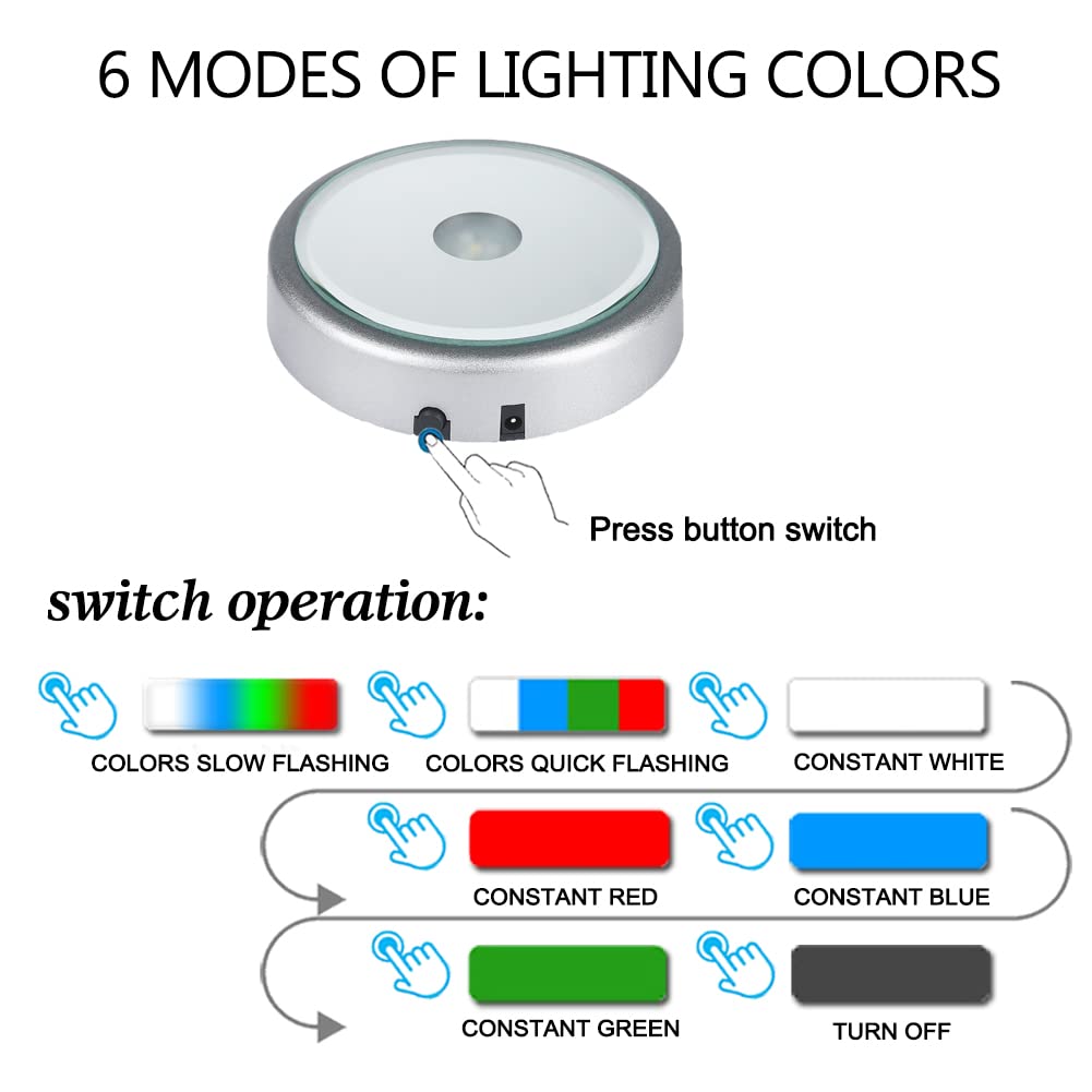 IFOLAINA LED Display Multicolor Light Base for 3D Crystal Art - Lighted Up Stand Color Changing Small LED for Glass Art
