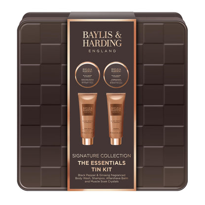 Baylis & Harding Black Pepper & Ginseng Men's The Essentials Tin Kit Gift Set (Pack of 1) - Vegan Friendly