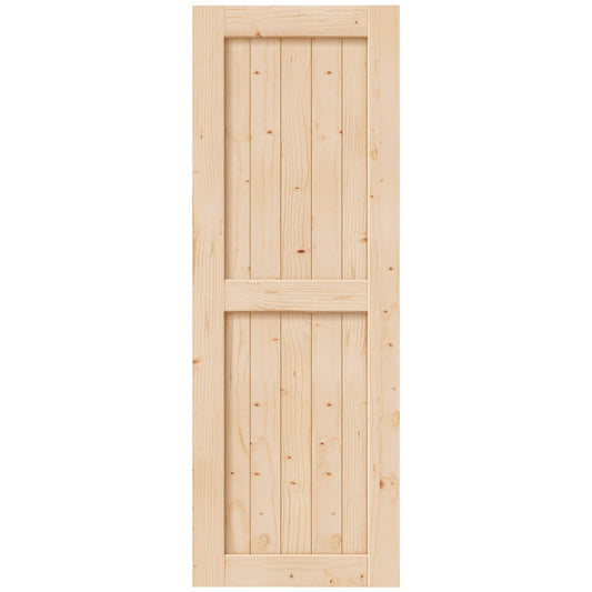 EaseLife 30in x 84in Sliding Barn Wood Door,Interior Doors,DIY Assemblely,Solid Natural Spruce Panelled Slab,Easy Install,Apply to Rooms & Storage Closet,H-Frame