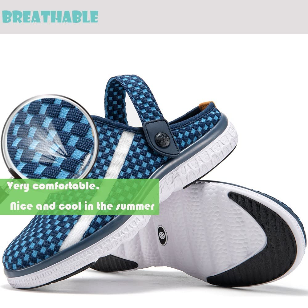 Men Women Garden Clogs Slippers Breathable Summer Slip On Beach Sandals Slipper Shoes Size Dark-Blue UK 10.5=45