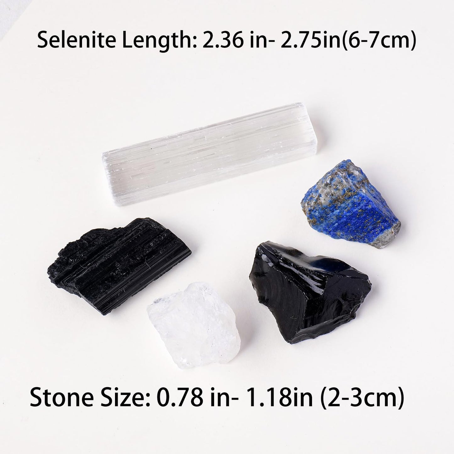 Apengshi Protection Crystal Stone Set for House and Family Protection Set of 5 Pieces Stone Black Tourmaline Clear Quartz Lapis Lazuli Obsidian and Selenite Healing Crystal Stones