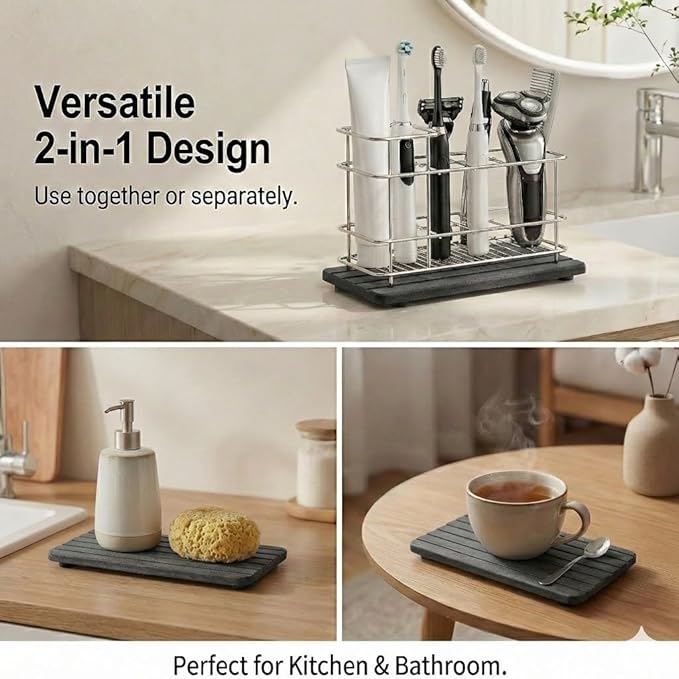 Toothbrush Holder for Bathroom Countertop, Stainless Steel Electric Toothbrush