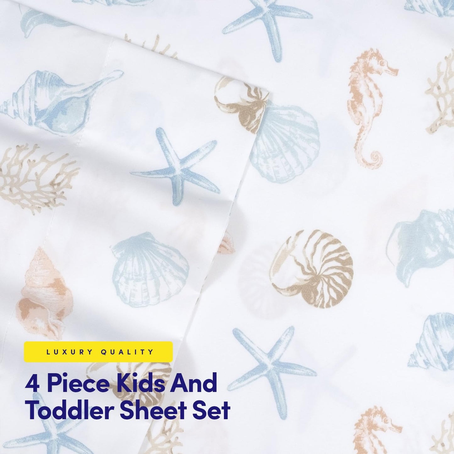 1500 Supreme Kids Bed Sheet Collection - Fun Colorful and Comfortable Boys and Girls Toddler Sheet Sets - Deep Pocket Wrinkle Free Soft and Cozy Bedding - Twin XL, Seashells