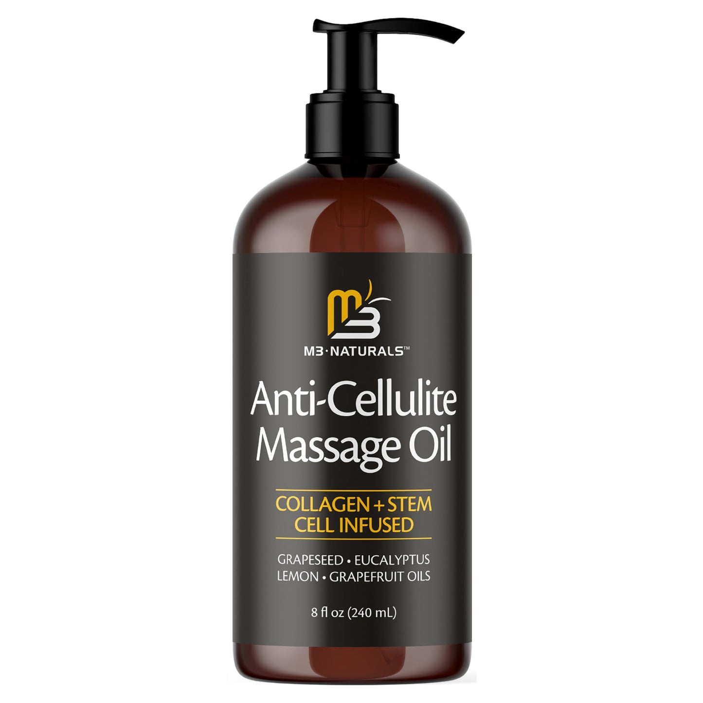 M3 Naturals Firming Body Massage Oil with Collagen & Stem Cell – Helps Smooth The Appearance of Cellulite & Improve Skin Texture – Refreshing Aromatherapy Body Oil for Legs & Full Body – 16 Fl Oz
