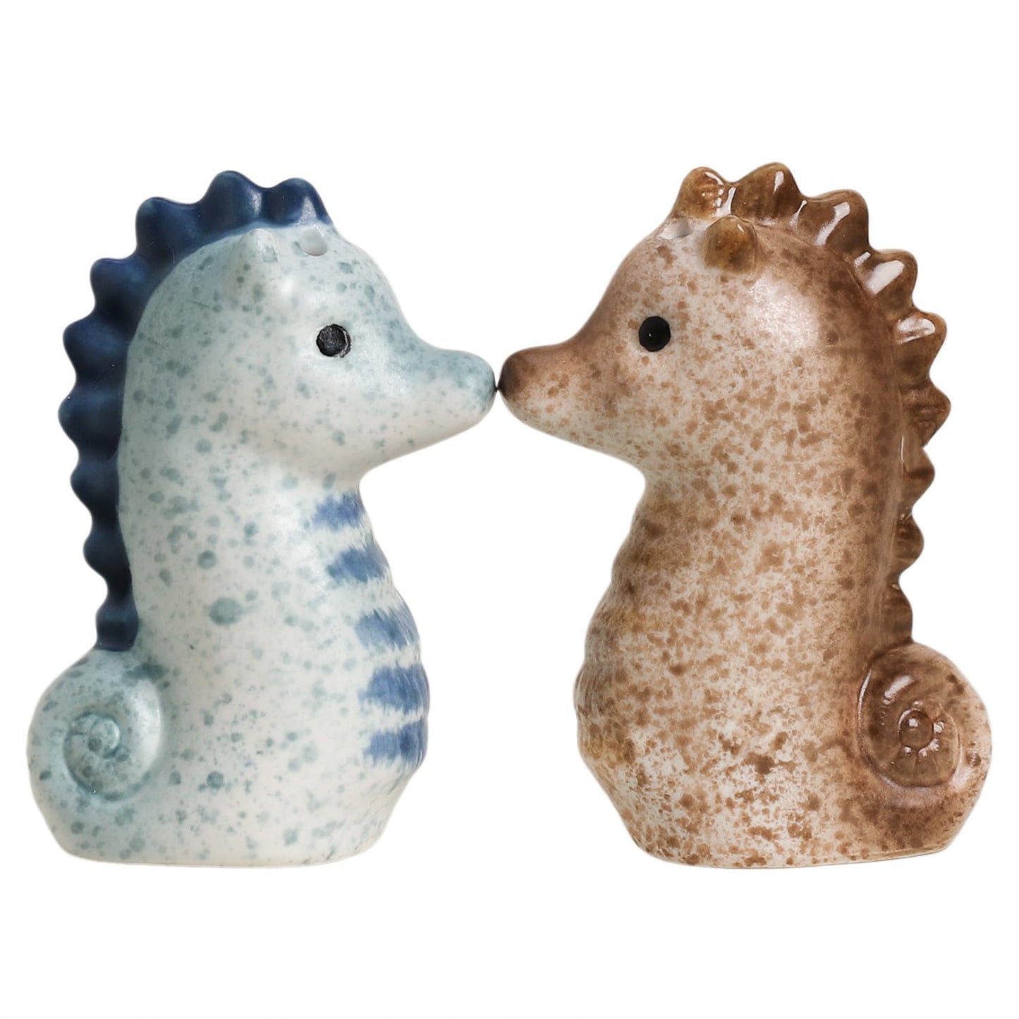 Bicuzat Ceramic Cute Sea Horse Salt & Pepper Shakers Set, Hand-Painted Sea Animals Salt and Pepper Shakers, 2 PCS Set