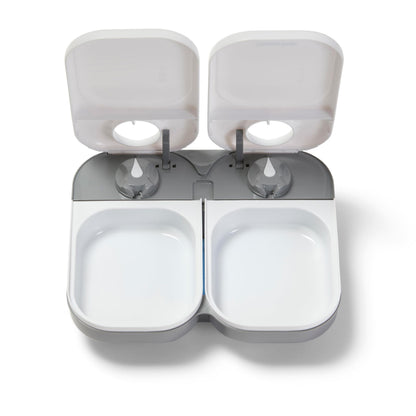 Closer Pets C200 2 Meal Timer-Controlled Automatic Pet Feeder - For Cats and Small Dogs, Wet or Dry Food, Stainless Steel Bowl Inserts and Ice Pack, up to 400 g Each, White