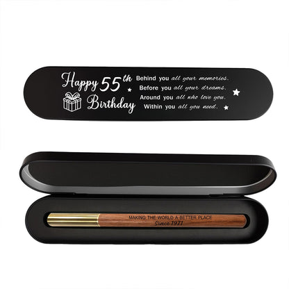 iyaone 55th Birthday Gift for 1971 Born - Engraved Wooden Gel Pen & Keepsake Box Set, Premium 55 Year Old Gift for Men & Women, 55 Birthday Present