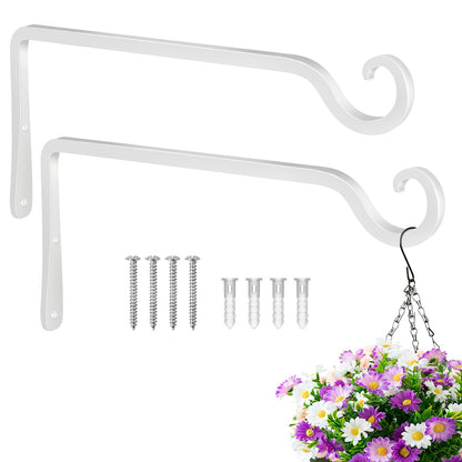 BOLITE Plant Hangers, 10 Inch Hanging Plant Brackets Outdoor Indoor, Wall Hooks for Hummingbird Feeders, Bird Feeders, Planters, Lanterns, Wind Chimes, Home Decor, 2 Pack, White, Gifts for Women Men
