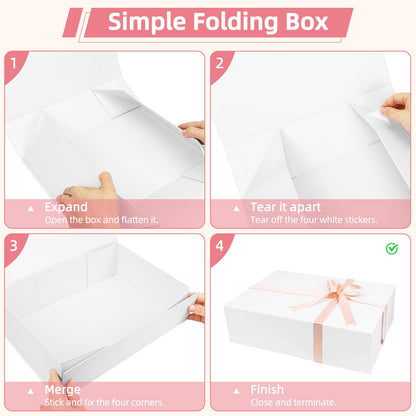 batifine Gift Box, 13x9x3.7 Inch Gift Boxes with Lids for Presents, Magnetic Large Gift Box Bridesmaid Proposal Graduation Birthday Wedding Storage White Boxes (1 Pack)