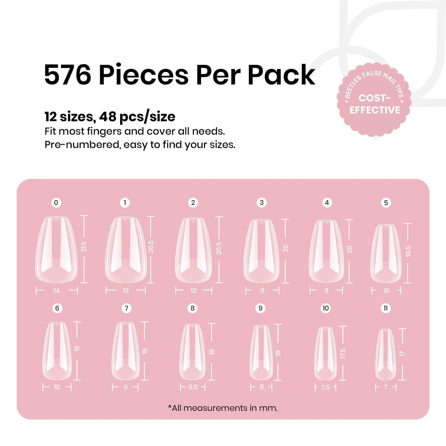 Beetles Gel Nail Kit Short Almond with Nail Dehydrator and Primer, 576Pcs Half Matte Etch-X Gel Nail Tips Solid Nail Glue Mini Nail Lamp Acrylic Nail Tips Easy DIY Nail Extension Set Gift for Women