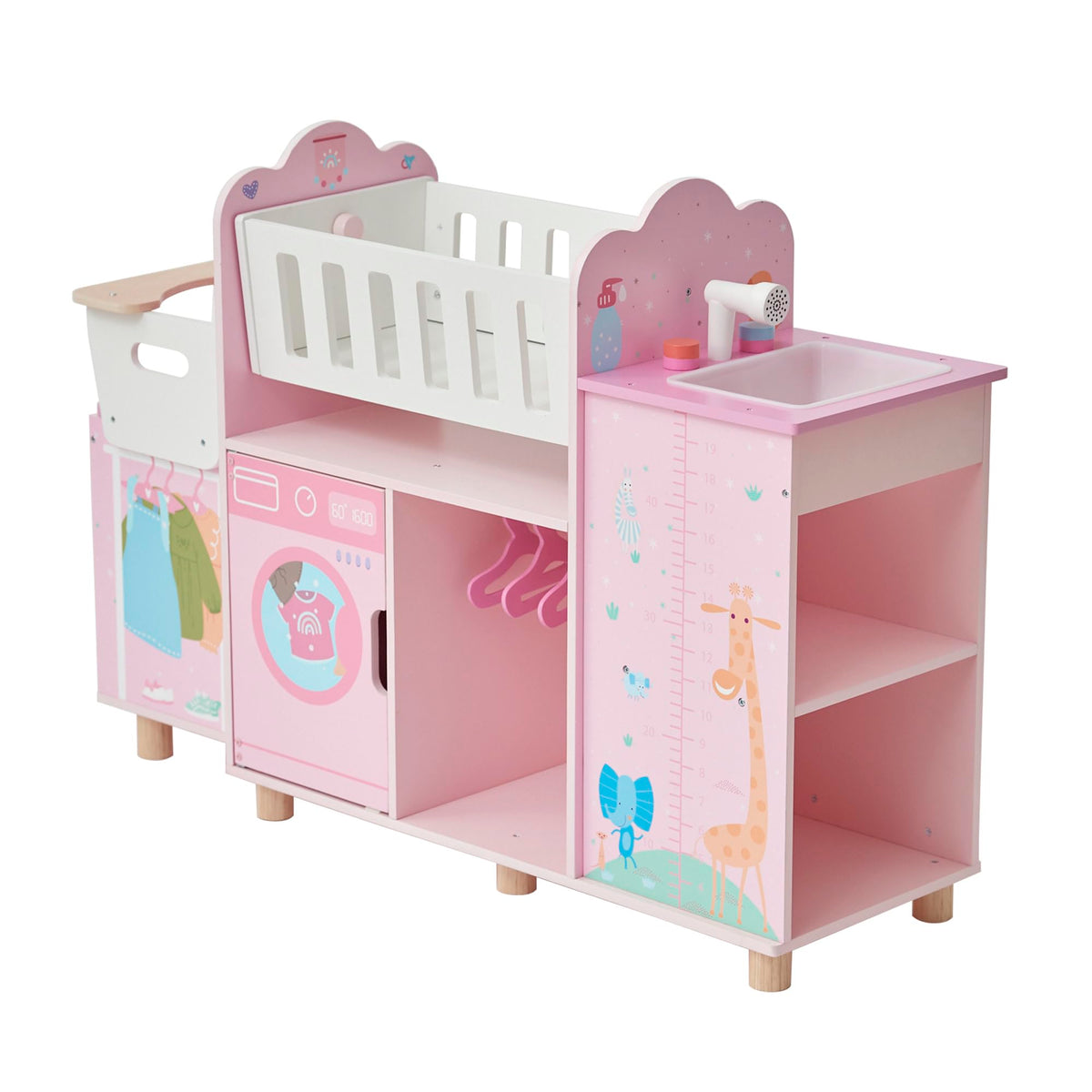 Olivia's Little World Amanda 6-in-1 Wooden Doll Nursery Station, Pink/Multi