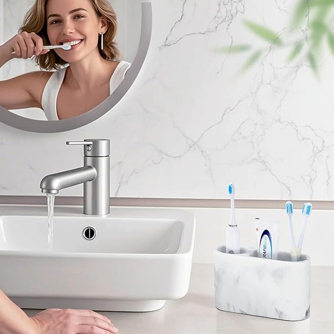 Luxspire Toothbrush Holder, 2 Slots Toothbrush and Toothpaste Holdersfor