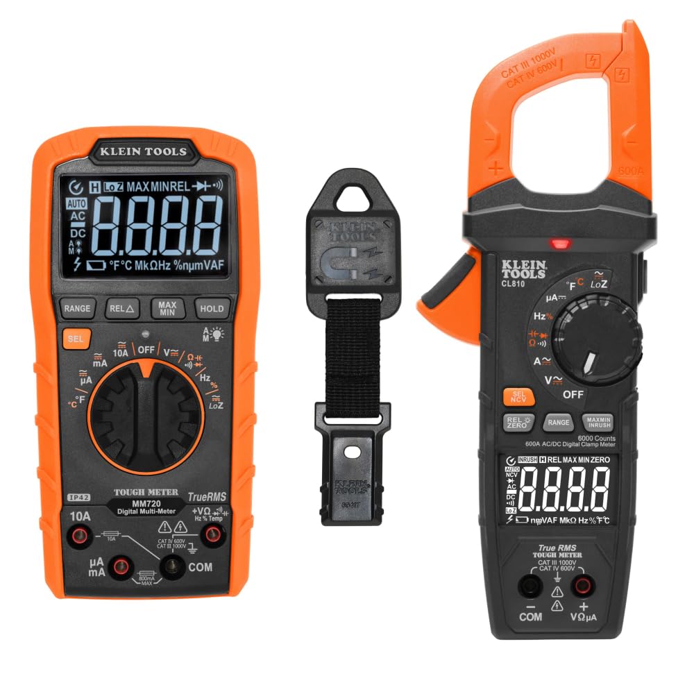 Klein Tools 80195 Digital Multimeter and Clamp Meter Kit, Auto-Ranging TRMS Voltage Tester, 1000V AC/DC, Magnetic Hanger, Professional Test Kit