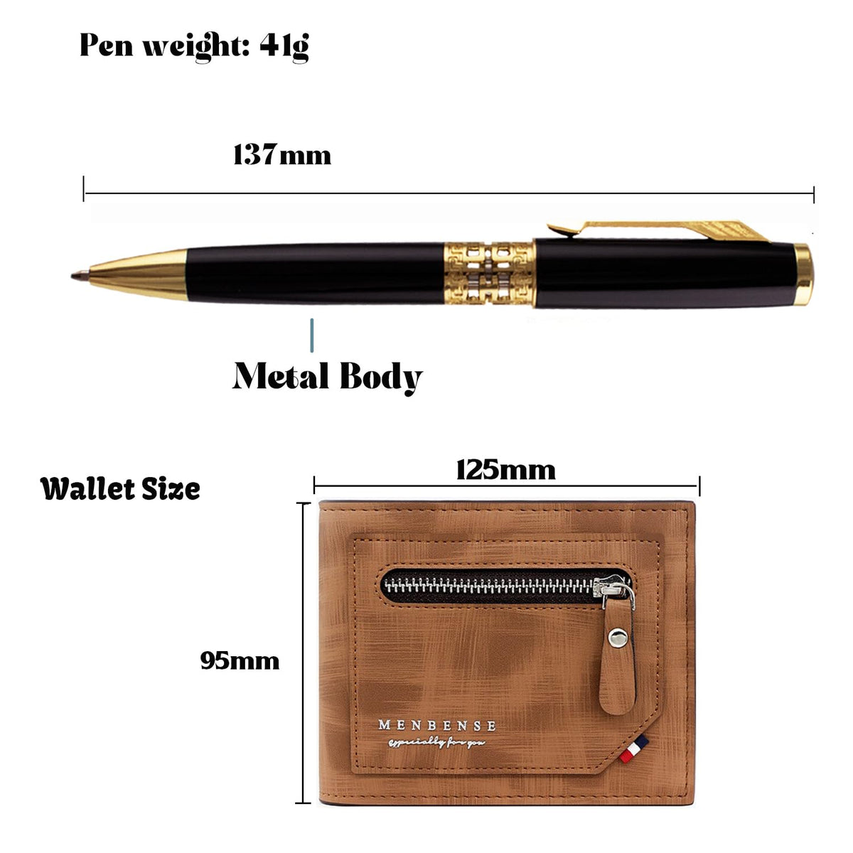Yastar Customize Gift Pen with a Wallet, Fancy Business Gift set Ballpoint Pen with 2 Black Ink Refills Quality Pens Metal Body - Custom with Names Message -for Family Colleague Elder Friends