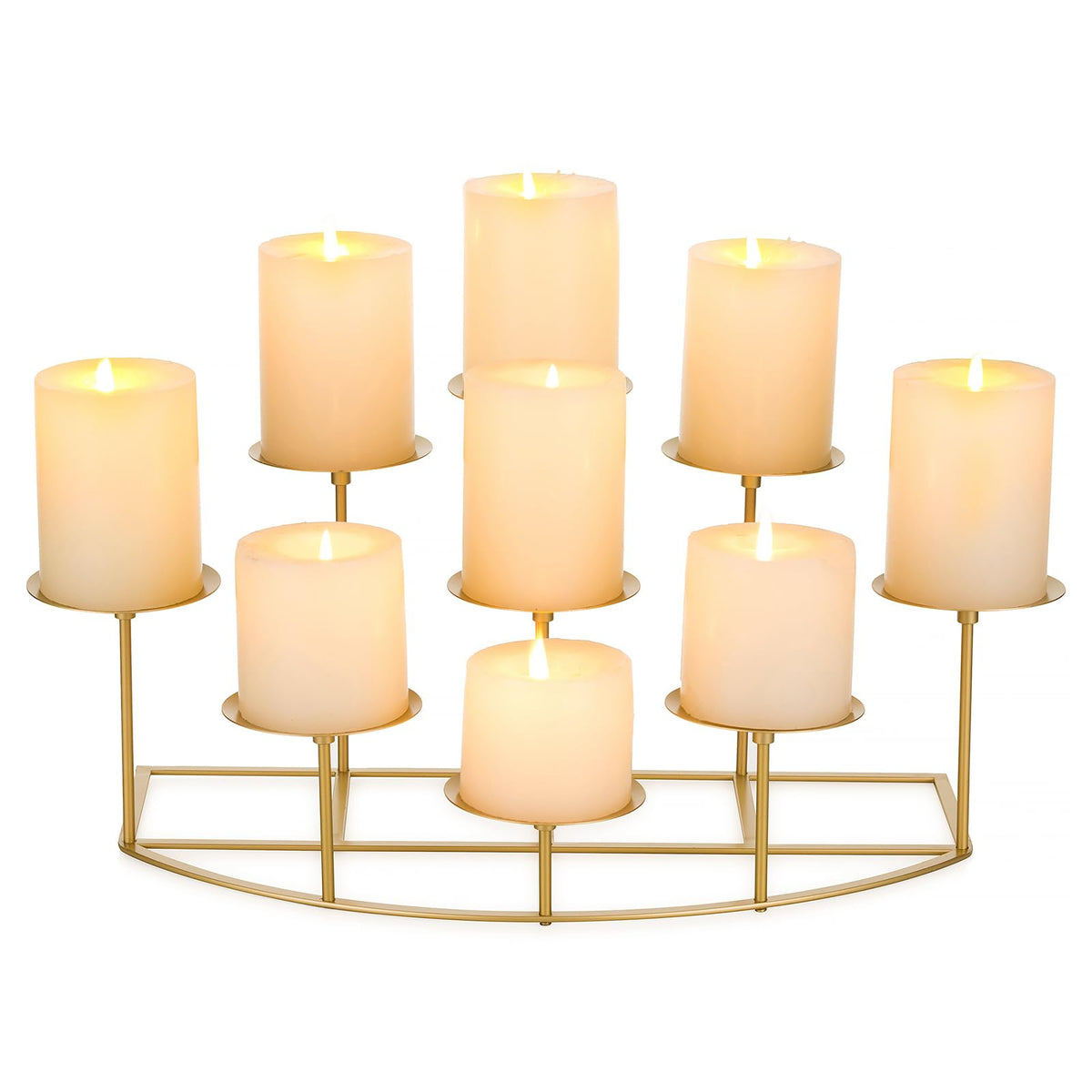 Candeldo Candelabra Fireplace Candle Holder: Gold Metal Pillar Candle Holders for Inside Fireplace Mantle Decor Floor Candelabras Table Centerpiece