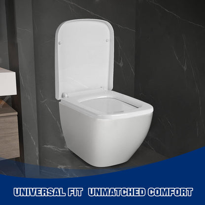 Mass Dynamic Square Toilet Seat- with Soft Close & Quick Release for Easy Cleaning, Universal Toilet Seat for Square Shaped Toilet Pans, Top Fixing Easy Installation (40.0cm L x 36cm W), White