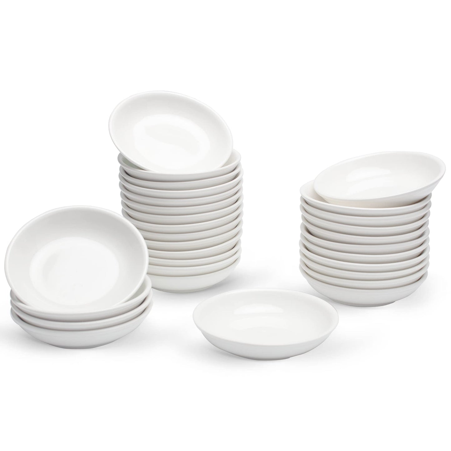 UIBFCWN 3 Oz Ceramic Dipping Bowls, Soy Sauce Dishes Set of 30, Dipping Sauce Cups/Bowls/Dishes for Kitchen, Mini Appetizer Plates for Condiment Sushi Ketchup BBQ Party, 4 Inch