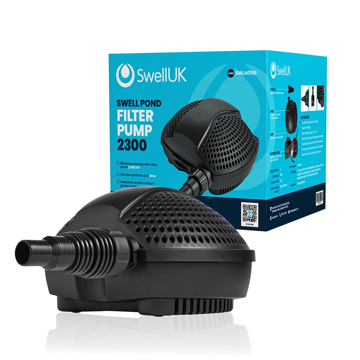 Swell Filter Pumps 2,300LPH | Garden Pond Pump | Filter Pump | 3 Year Guarantee
