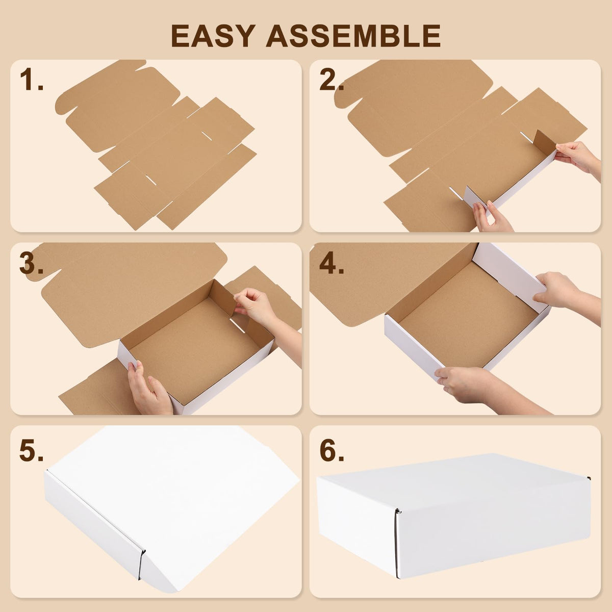 Hguba 12x9x2 Inches Shipping Boxes Set of 25, White Corrugated Cardboard Box, Mailer Boxes for Small Business