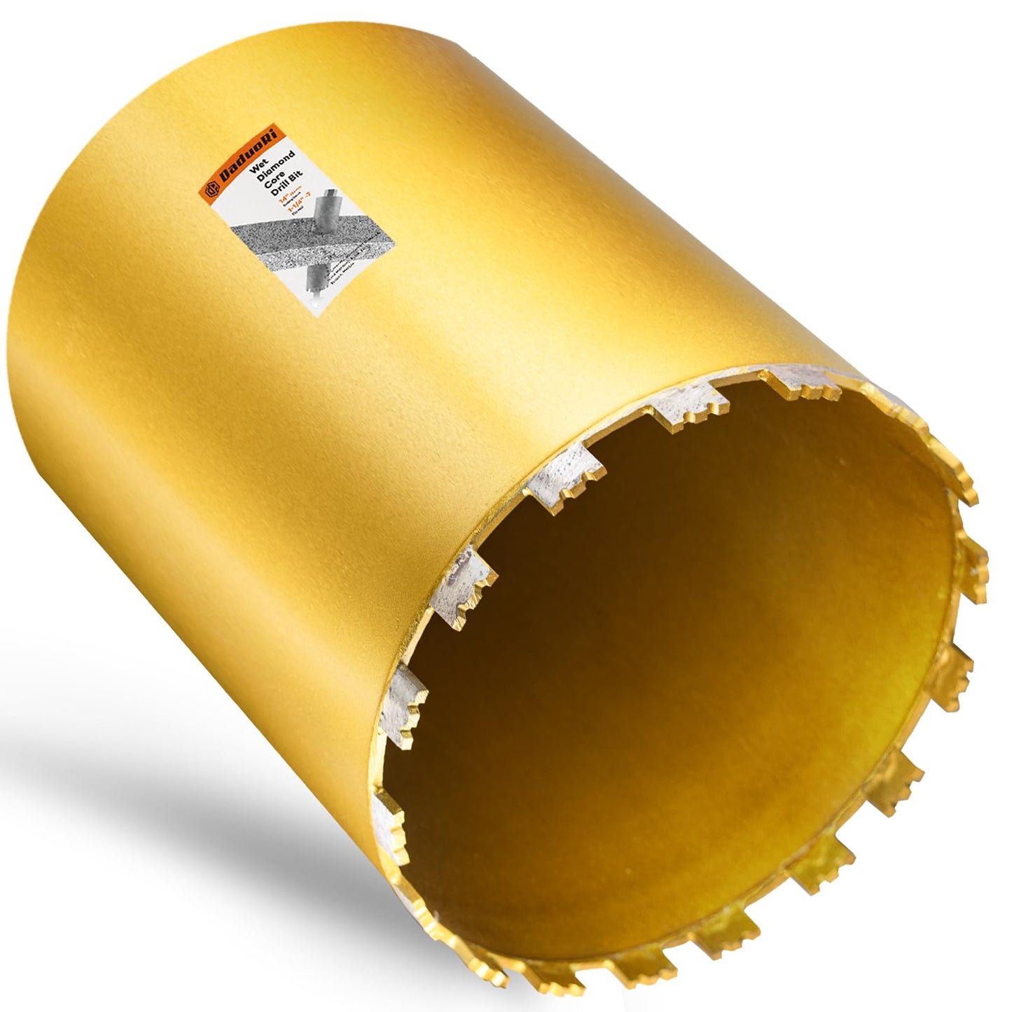 DaduoRi 10 Inch Wet Core Drill Bit, 10" Diameter x 14" Depth, 1-1/4"-7 Thread Diamond Core Bits for Concrete with Rebar, Masonry, Brick Block,Cement, Stucco, Stone (254mm)