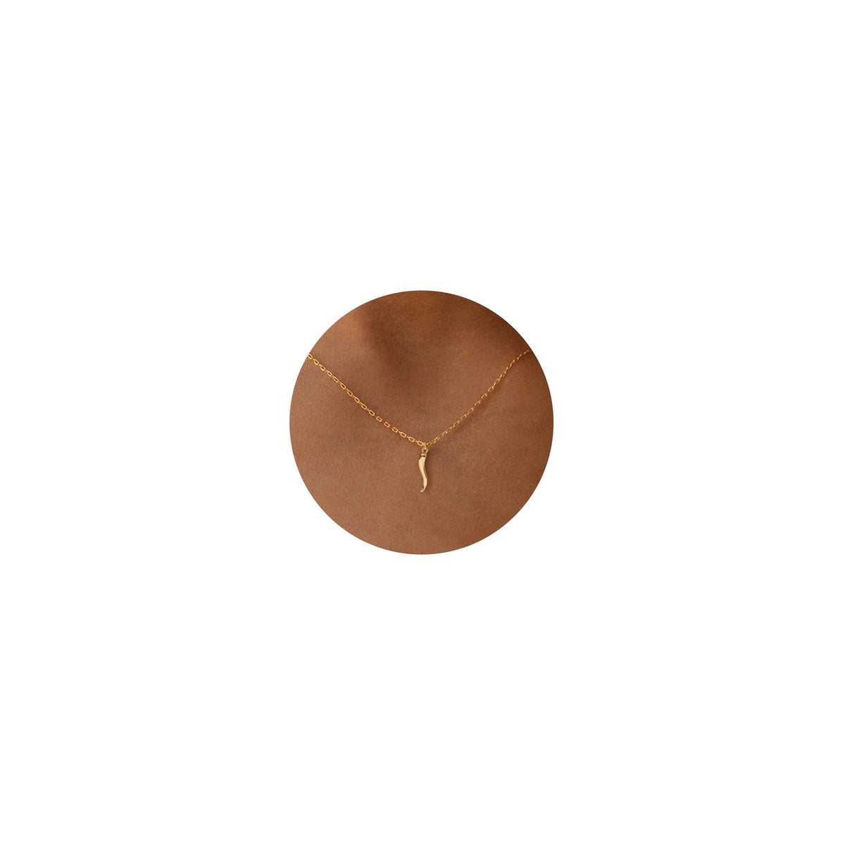 BSGRL Gold Necklace for Women-14K Gold Plated Chilli Italian Horn Dainty Gold Necklace 16.5”+2” ext