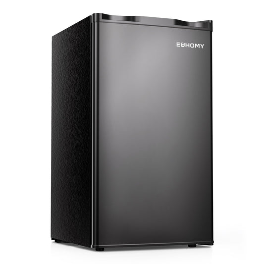 EUHOMY 3.1 Cu.Ft Mini Fridge with Freezer, Single Door Compact Refrigerator, Adjustable Thermostat, Mini Refrigerator Low Power, Mini fridge for Bedroom, Dorm, Office, New Black