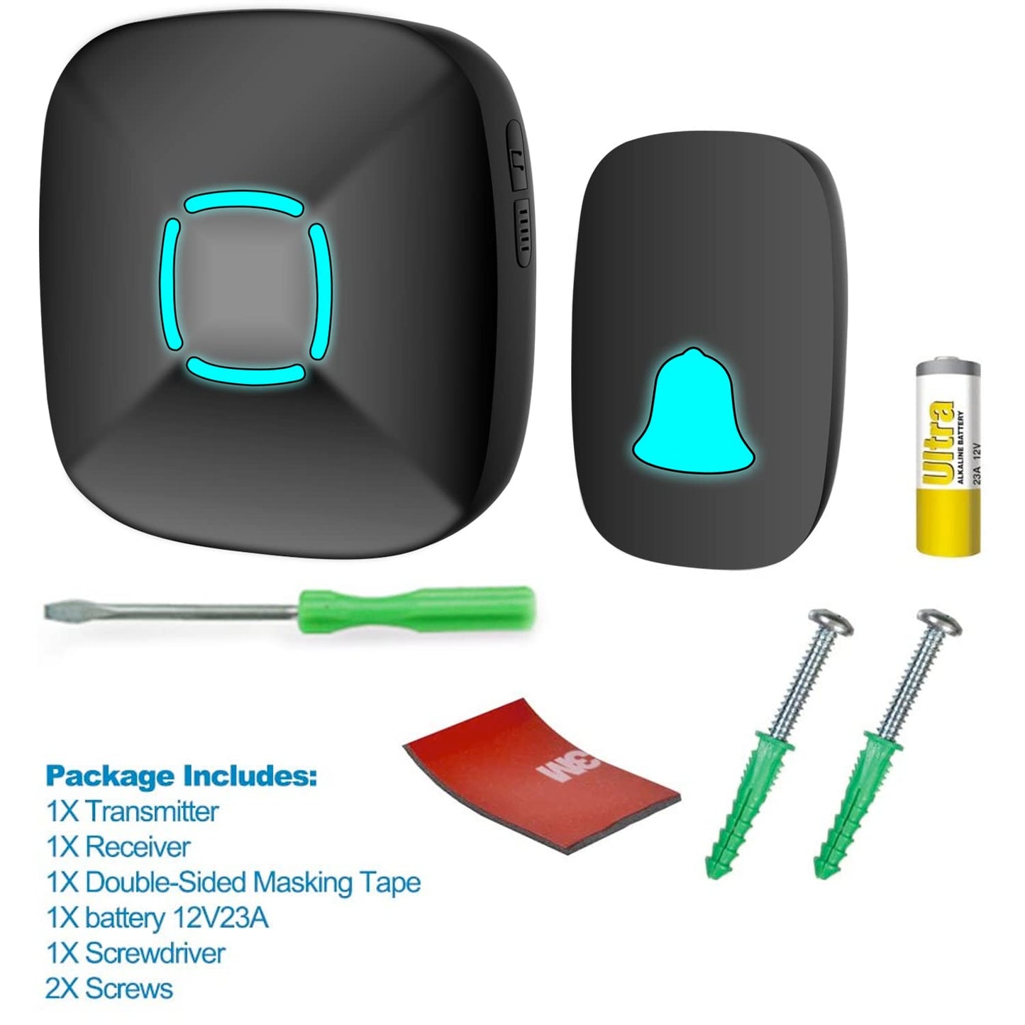 Doorbell, Lovin Product Waterproof Wireless Doorbell Chime Kit with 36 Chimes, Adjustable Volume; 1000feet Operating, with Sound LED Flash Door Bell for Home (1 Receiver x 1 Push Button)
