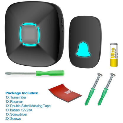Doorbell, Lovin Product Waterproof Wireless Doorbell Chime Kit with 36 Chimes, Adjustable Volume; 1000feet Operating, with Sound LED Flash Door Bell for Home (1 Receiver x 1 Push Button)
