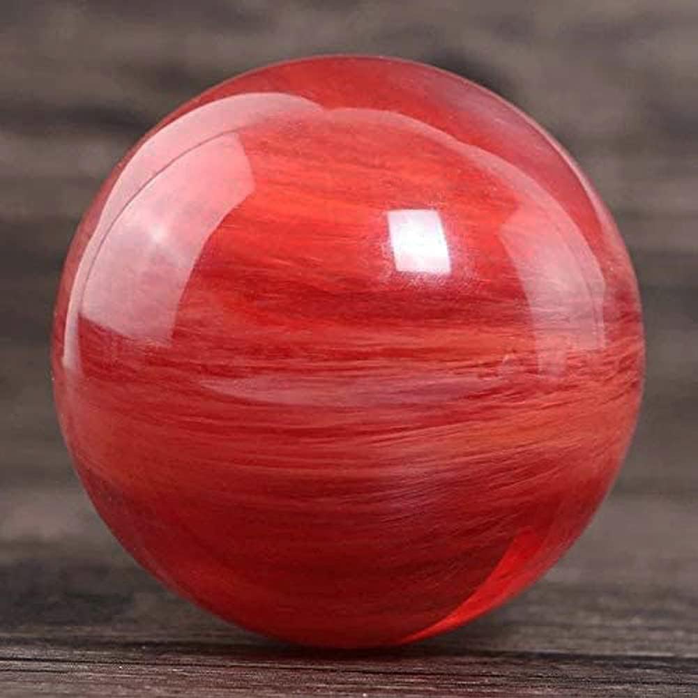 GYKLE 4 Inch Red Crystal Ball with Stand, Large Natural Crystal Ruby Sphere