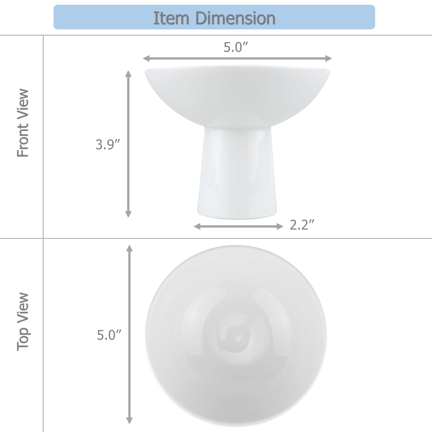 EIKS Ceramic Dessert Bowls for Serving & Displaying Ice Cream Fruit Pudding Trifle Nuts Small Snacks (High Foot)