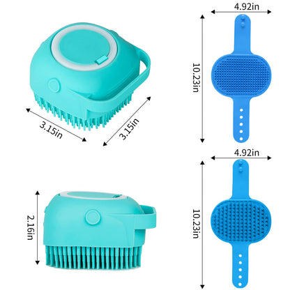 Comotech 6PCS Dog Bath Brush & Dog Toothbrush | Adjustable Handle Shampoo Brush & Scrubber for Short & Long Haired Dogs & Cats | Effectively Solve Odor & Stain Removal Problems (Blue Blue Blue.)