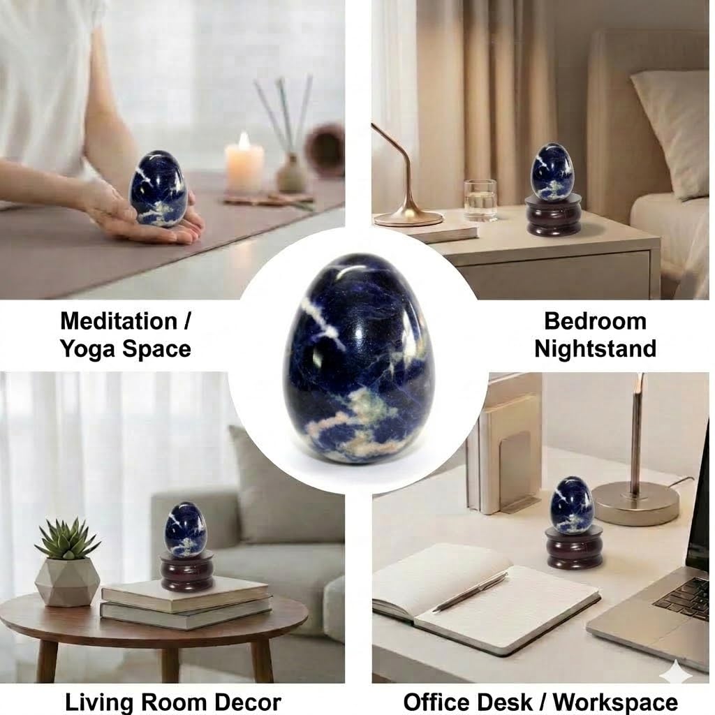 Jet Sodalite Gemstone Egg 2 Inch – Natural Crystal Decorative Stone for Home Décor, Meditation & Collection