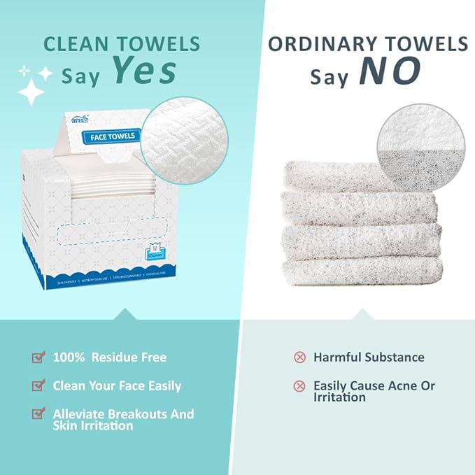 HOMEXCEL Face Towels, Disposable Face Towelette, Biodegradable Makeup Remover