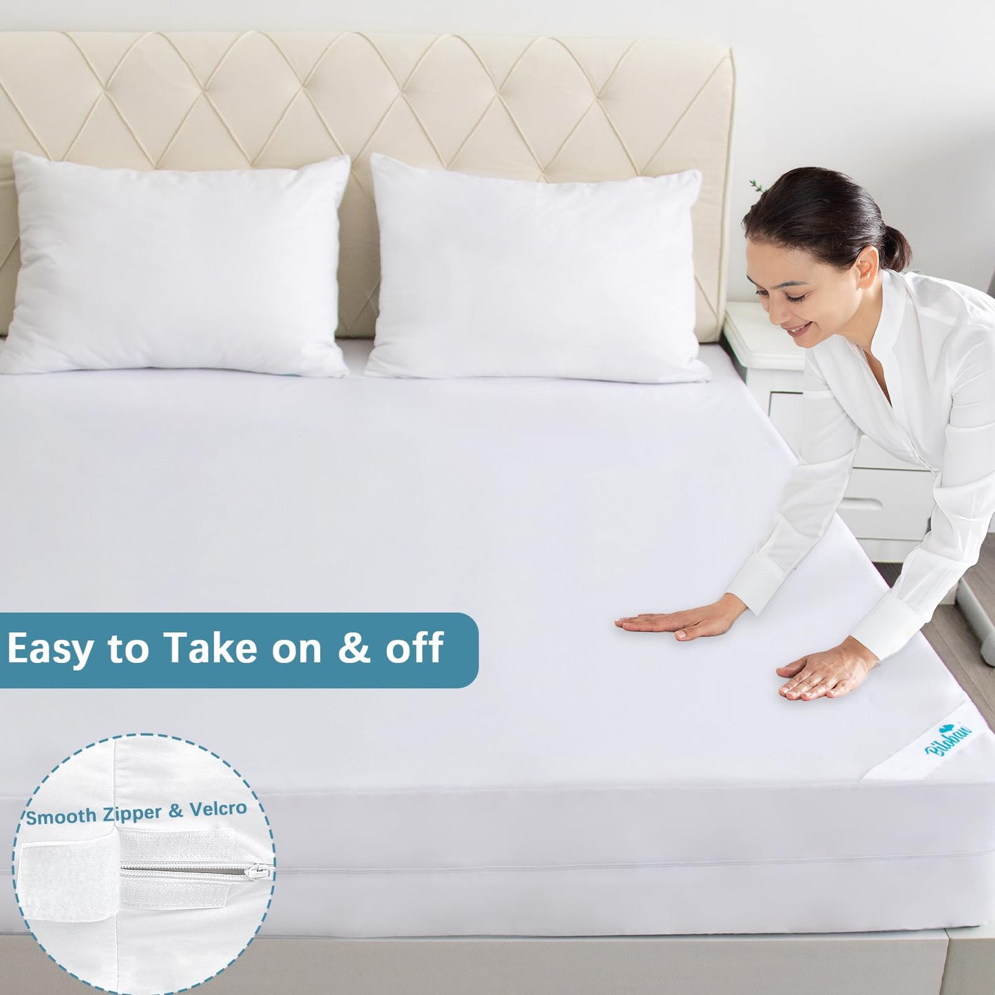 Waterproof Mattress Protector Zippered Twin XL (5/9 Inches), Mattress Cover & Mattress Encasement Twin Extra Long, 100% Waterproof 6 Sides Wrapping Box Spring Cover for College Dorm