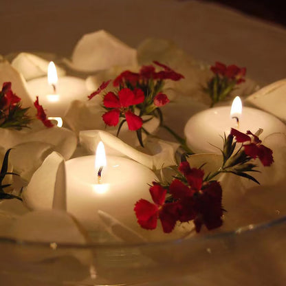 3 inch Floating Candles, 36PACK White/Gold/Red Floating Candle, Long Burning and Smokeless Candle for Wedding, Birthday, Pool, Holiday & Home Decoration Unscented (White)