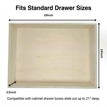 14" W x 19" D x 3.5" H Replacement Kitchen Drawer Box – DIY Kit for Cabinet Drawer Replacement, Pull Out Cabinet Drawers, Wooden Rollout Shelves & Sliding Drawers for Kitchen Cabinets 19–21" Deep
