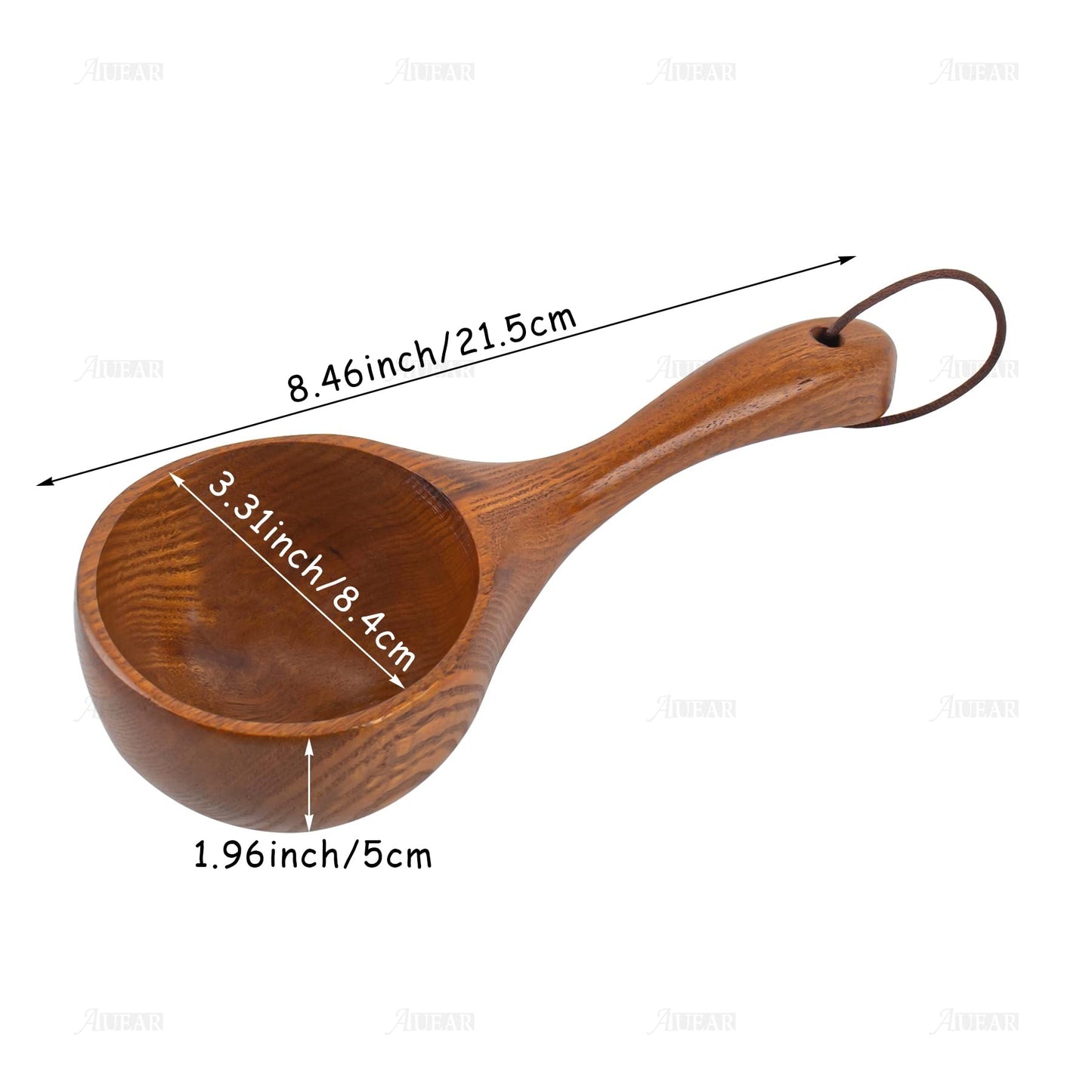AUEAR, Wooden Ladle Spoon Porridge Large Bamboo Soup Kitchen Scoop for Tool (Natural)