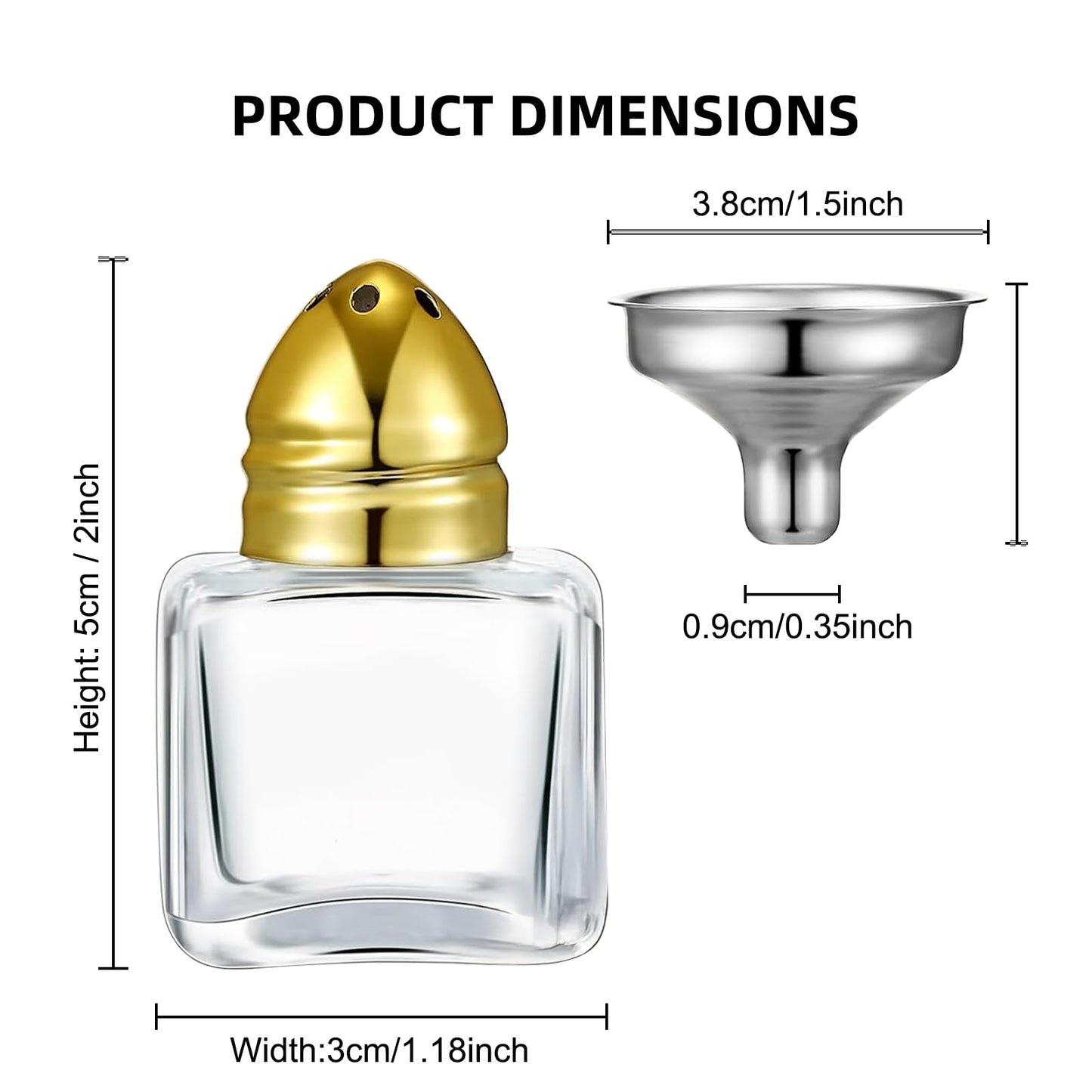Nyuemystery 72/120 Pack Mini Salt and Pepper Shakers, 0.5 oz Clear Glass Cube Seasoning Jars with Gold Stainless Steel Lids, Small Spice Shakers Bulk for Wedding Party Restaurant Kitchen (120 Pack)