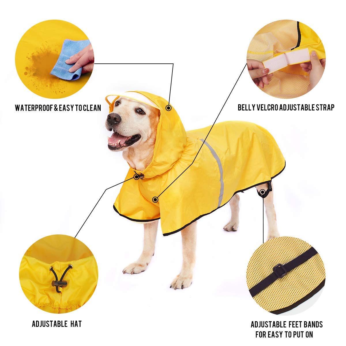 Petco Waterproof Dog Coat with Hood - Breathable, Adjustable, Yellow, 5XL