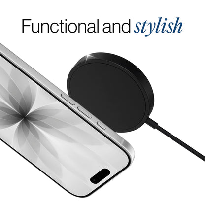 SPOTMINDERS Wireless Charger for iPhone, AirPods, Tracking Card 15W Flat Fast Charging Pad QI Compatible with Samsung, Android, Apple - Magsafe, Non-Slip Surface, Advanced Cooling - No AC Adapter