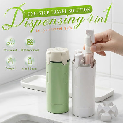NOGCAW 4-in-1 Travel Dispenser Bottle Refillable, 2026 New 4 Pack 30ML Travel Bottles for Toiletries, Leak Proof Travel Size Containers, Shampoo and Conditioner Bottles (Green+White) (Green)
