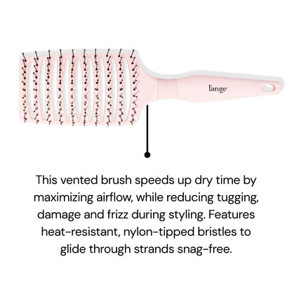 L'ANGE HAIR Siena Wide Curved Vented Detangle Brush | Nylon Bristles | Best for Tangles and Knots | Ideal for Men and Women | Vented for Airflow | Black