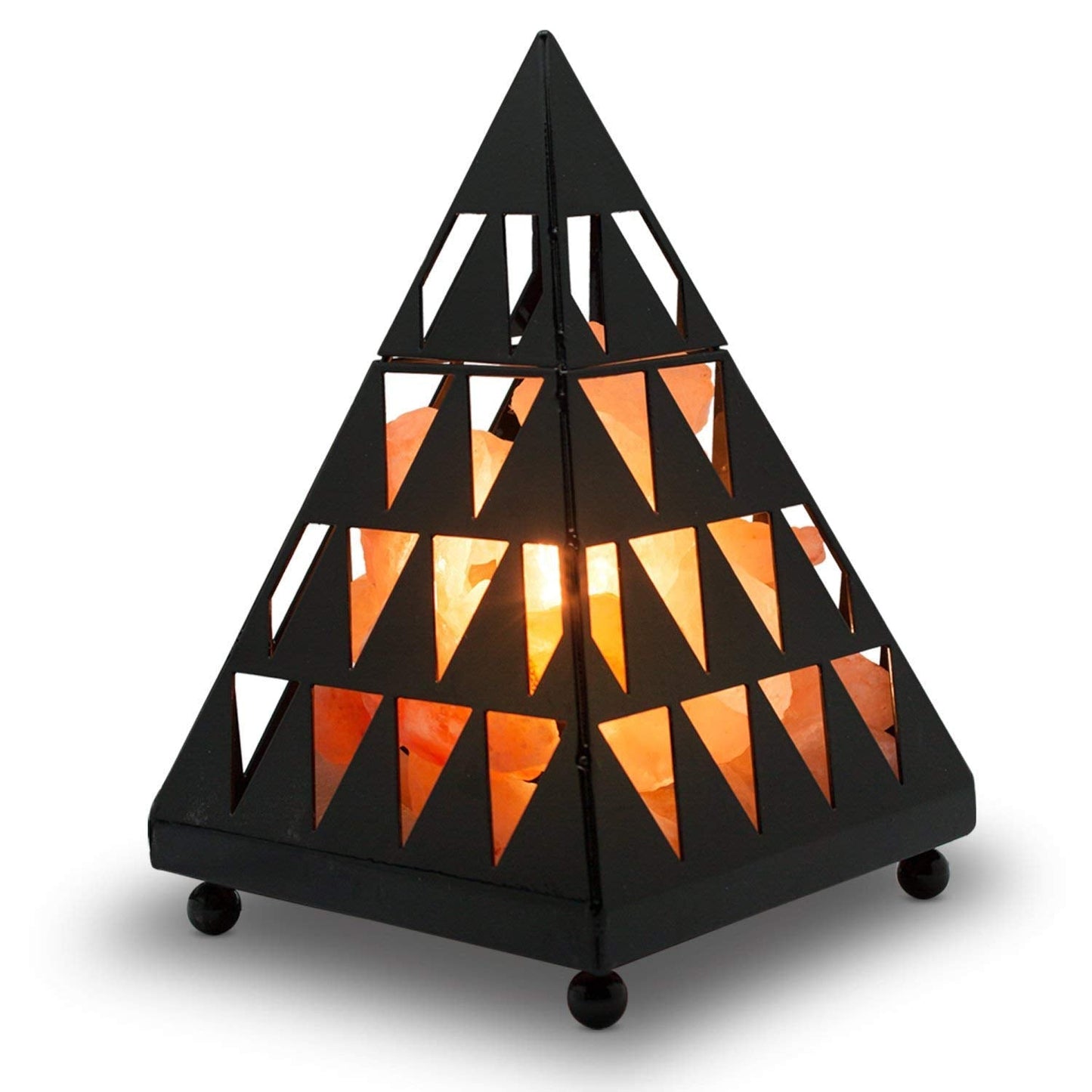 Himalayan Glow Pyramid Style Crystal Salt Night Light lamp with Pink Salt Chunks, Salt Lamp Bulb,(ETL Certified) Dimmer Switch, Unique Lightening Ambience