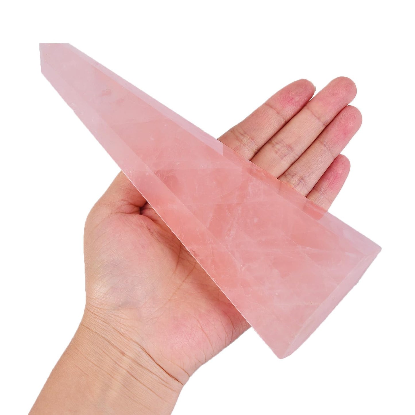 SMOHEAL Rose Quartz Large Crystal Tower Natural Pink Healing Crystal Point Wand Obelisk for Reiki Meditation Crystal Grid Decoration 1-1.5 LBS