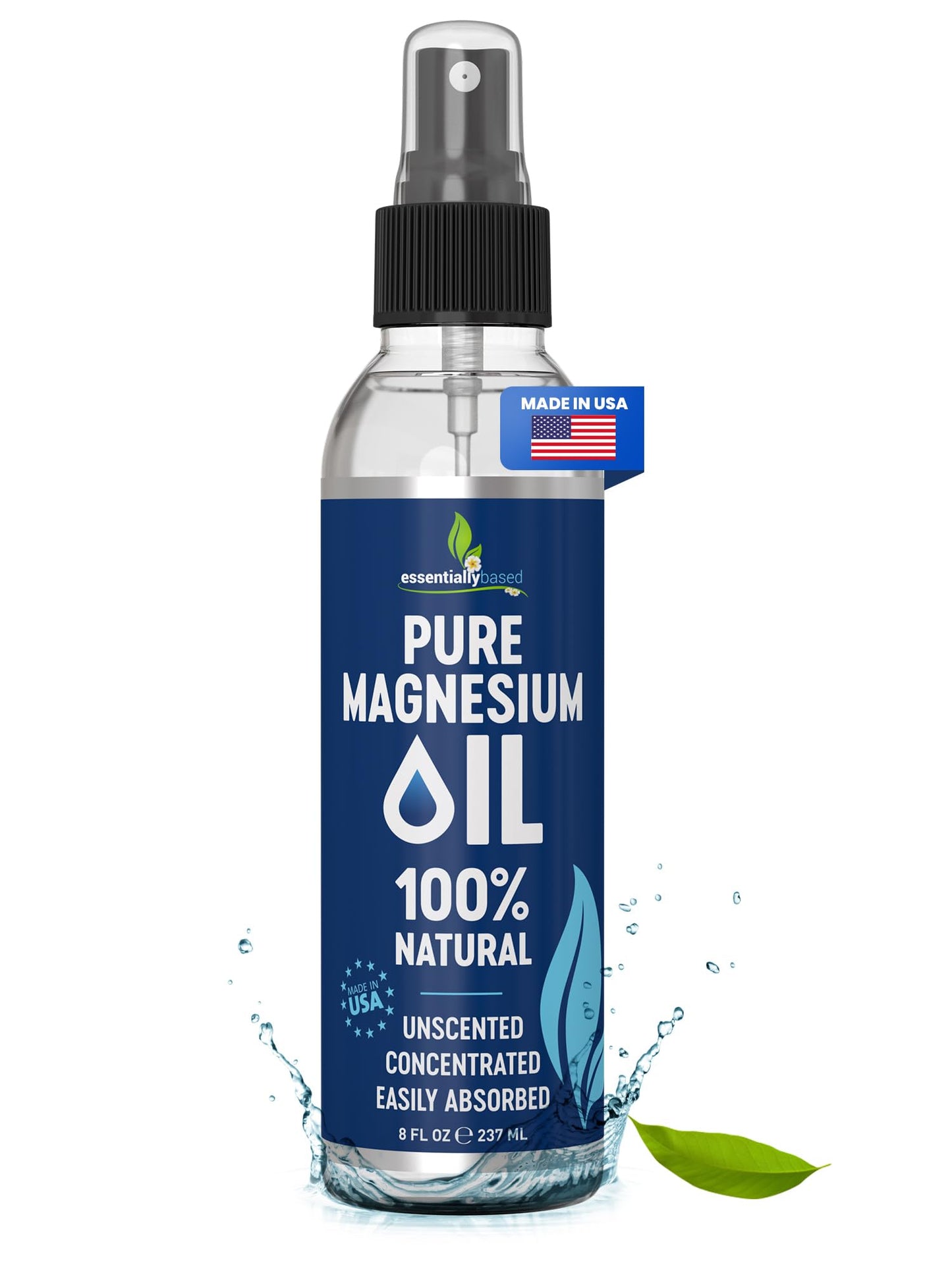 Essentially Based Magnesium Oil Spray | 236ml | Magnesium Spray for Muscles, Restless Legs & Aching Joints | Improve Sleep & Reduces Migraines | Transdermal Magnesium | Magnesium Chloride Oil