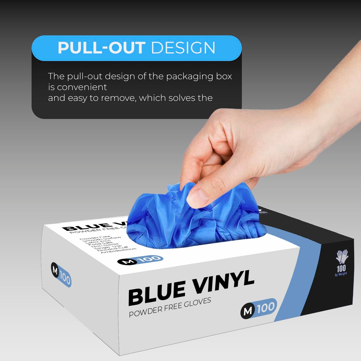 eatasty Disposable Gloves, Size M, Pack of 1000, Blue Vinyl Gloves, Powder Free, Latex Free, Comfortable Fit, Suitable for Food Handling, Cleaning, Hairdressing & Multi-Purpose Use