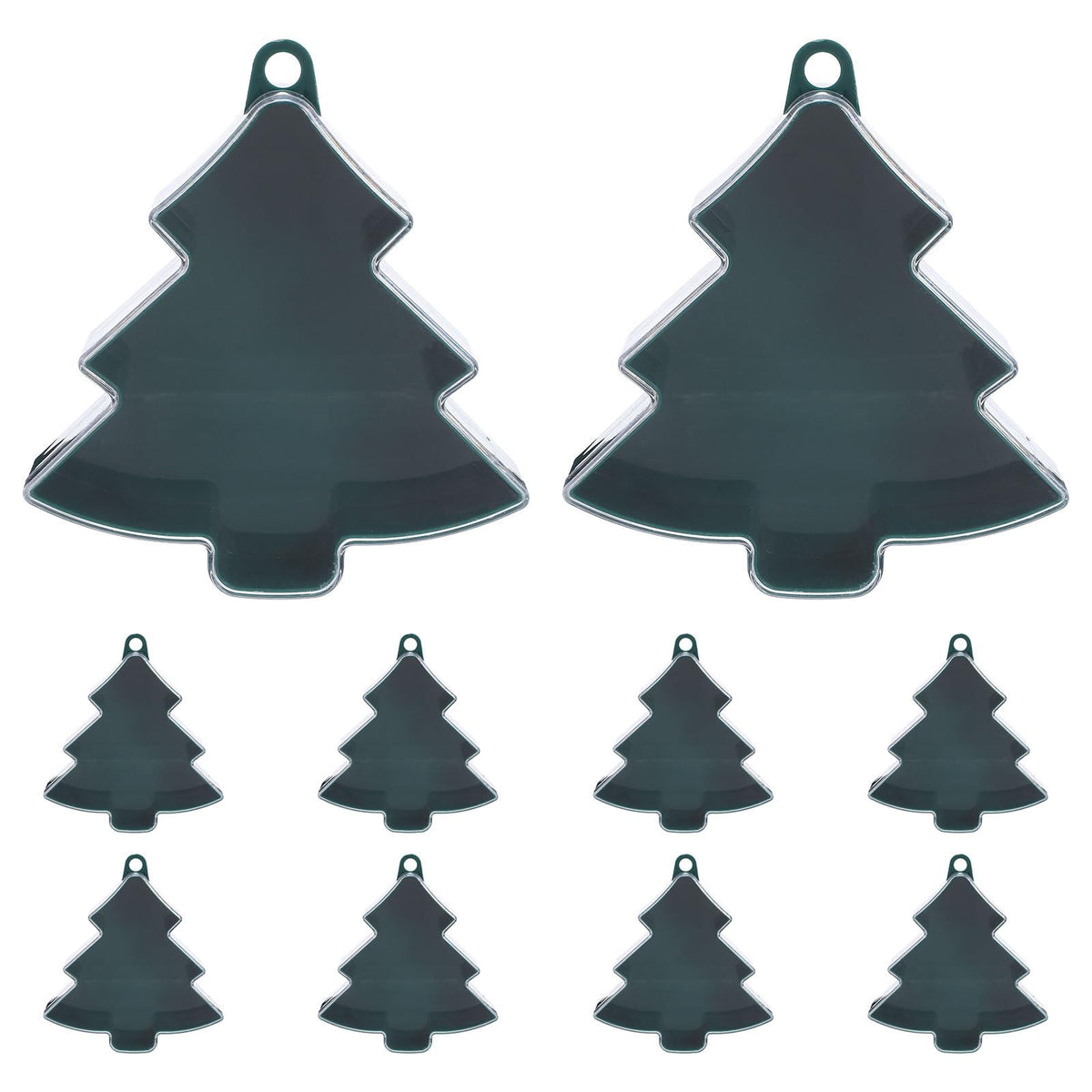SAFIGLE Christmas Candy Boxes 10 Pack Tree Shaped Containers with Lids Plastic Fillable Candy Party Favor Boxes for Cookies Chocolates Snacks Hanging Holiday Decorations