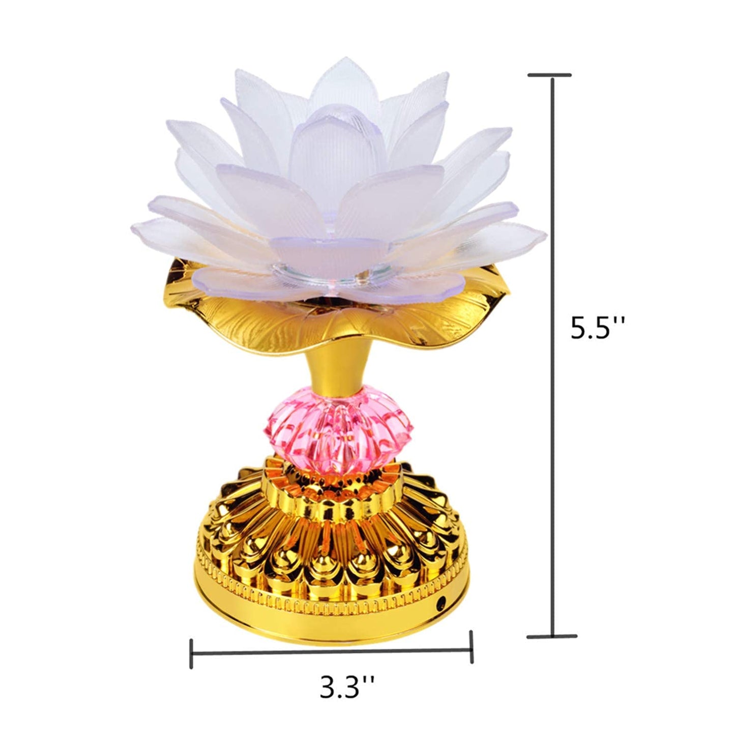LACGO Pack of 2 LED Lotus Buddhist Lights Color-Changing Gradient Buddha Lotus Lamps Plug in or Battery-Operated Buddhist Lamp Worship Prayer Faith Supply Things (3.3''W/5.5''H, White)