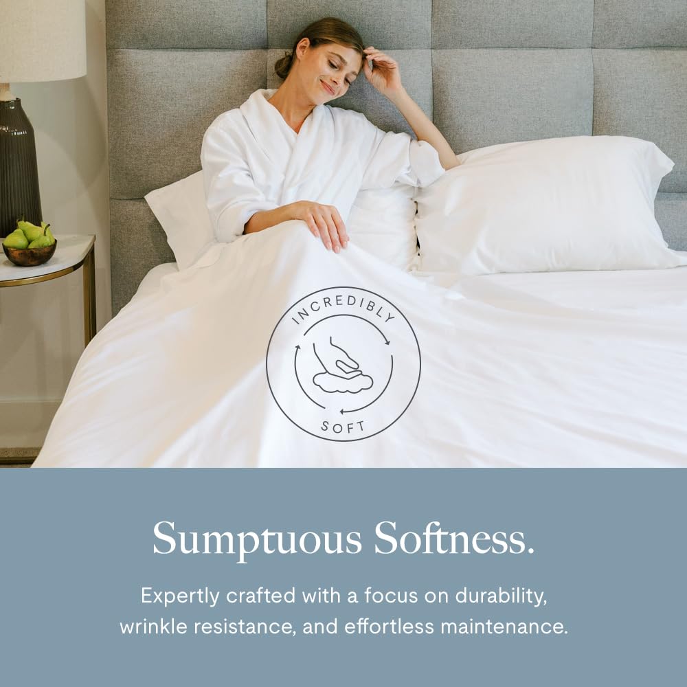 Jennifer Adams Essentials Sheet Set 4 Piece, Microfiber Bed Sheets Set - Breathable, Wrinkle & Fade Resistant - Deep Pockets up to 16” for King Size Bed (White)