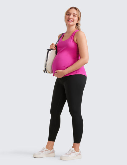 CRZ YOGA Women's Butterluxe 25" Maternity Leggings - Over Bump Workout Leggings Pregnancy Soft Belly Support Yoga Pants Black 10